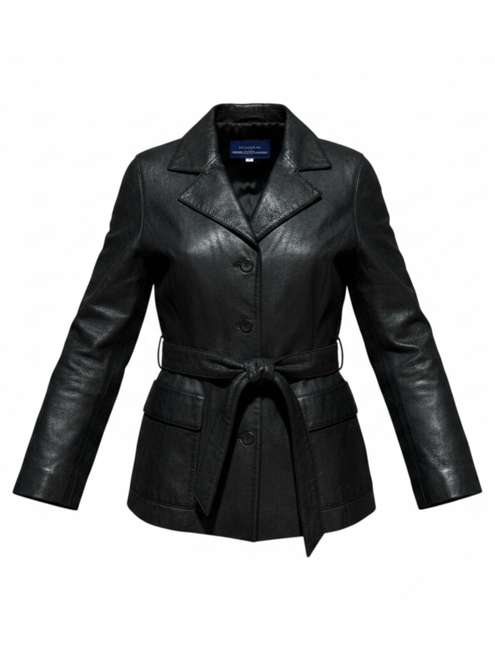 Burberry Blue Label Black Leather Blazer Metallic Size 38 IT 2 US XS